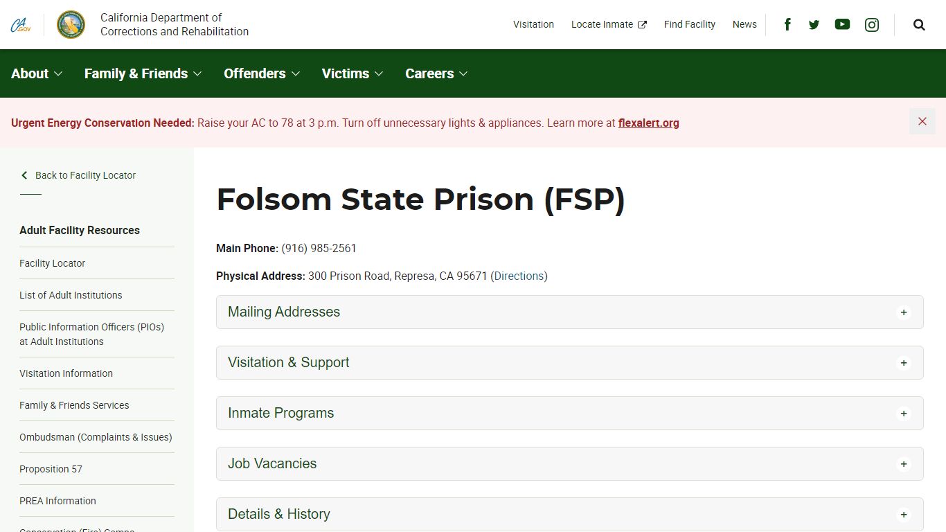 Folsom State Prison (FSP) - California Department of Corrections and ...